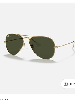 Ray-Ban Classic Aviator Sunglasses Gold with Green Lenses $180